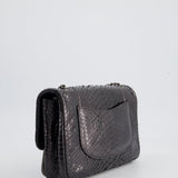 Chanel Metallic Black Python Small Single Flap Bag with Ruthenium Textured Hardware