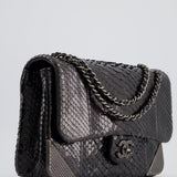 Chanel Metallic Black Python Small Single Flap Bag with Ruthenium Textured Hardware