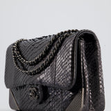 Chanel Metallic Black Python Small Single Flap Bag with Ruthenium Textured Hardware