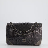 Chanel Metallic Black Python Small Single Flap Bag with Ruthenium Textured Hardware