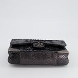 Chanel Metallic Black Python Small Single Flap Bag with Ruthenium Textured Hardware