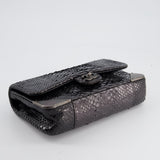 Chanel Metallic Black Python Small Single Flap Bag with Ruthenium Textured Hardware