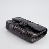 Chanel Metallic Black Python Small Single Flap Bag with Ruthenium Textured Hardware