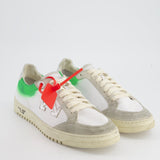 Off-White 2.0 Green and White Leather Trainers with Foil Detail Size EU 42