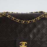 Chanel Vintage Espresso Classic Medium Double Flap in Lambskin with 24K Gold Hardware