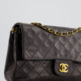 Chanel Vintage Espresso Classic Medium Double Flap in Lambskin with 24K Gold Hardware