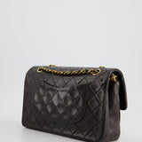 Chanel Vintage Espresso Classic Medium Double Flap in Lambskin with 24K Gold Hardware