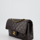 Chanel Vintage Espresso Classic Medium Double Flap in Lambskin with 24K Gold Hardware