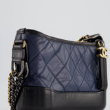 Chanel Blue & Black Small Gabrielle Bag in Lambskin Leather with Mixed Hardware