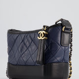 Chanel Blue & Black Small Gabrielle Bag in Lambskin Leather with Mixed Hardware