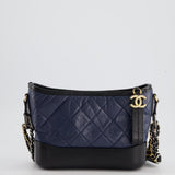 Chanel Blue & Black Small Gabrielle Bag in Lambskin Leather with Mixed Hardware