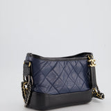 Chanel Blue & Black Small Gabrielle Bag in Lambskin Leather with Mixed Hardware