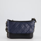 Chanel Blue & Black Small Gabrielle Bag in Lambskin Leather with Mixed Hardware