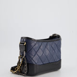 Chanel Blue & Black Small Gabrielle Bag in Lambskin Leather with Mixed Hardware