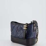 Chanel Blue & Black Small Gabrielle Bag in Lambskin Leather with Mixed Hardware