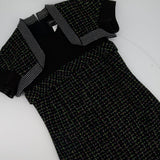 Chanel Black, Green and Pink Tweed Midi Dress with Mesh Inserts Size FR 36 (UK 8)