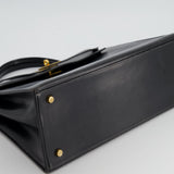 Hermès Vintage Kelly Bag 32cm Sellier in Black Box Calf Leather with Gold Hardware