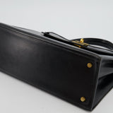 Hermès Vintage Kelly Bag 32cm Sellier in Black Box Calf Leather with Gold Hardware