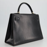 Hermès Vintage Kelly Bag 32cm Sellier in Black Box Calf Leather with Gold Hardware