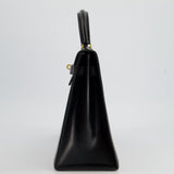 Hermès Vintage Kelly Bag 32cm Sellier in Black Box Calf Leather with Gold Hardware