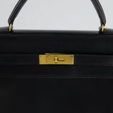 Hermès Vintage Kelly Bag 32cm Sellier in Black Box Calf Leather with Gold Hardware