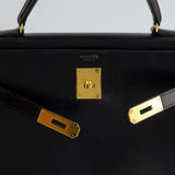 Hermès Vintage Kelly Bag 32cm Sellier in Black Box Calf Leather with Gold Hardware