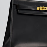 Hermès Vintage Kelly Bag 32cm Sellier in Black Box Calf Leather with Gold Hardware