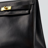 Hermès Vintage Kelly Bag 32cm Sellier in Black Box Calf Leather with Gold Hardware