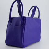 Hermès Lindy Bag 30cm in Blue Electric in Clemence Leather with Palladium Hardware