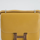 Hermès Mini Constance Bag 18cm in Paille Swift Leather with Palladium and Lizard Hardware