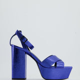 Saint Laurent Metallic Blue Platform Heels Size EU 39