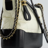 Chanel White and Black Medium Gabrielle Bag in Aged Calfskin Leather with Mixed Hardware