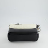 Chanel White and Black Medium Gabrielle Bag in Aged Calfskin Leather with Mixed Hardware