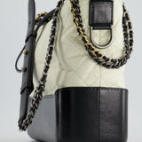 Chanel White and Black Medium Gabrielle Bag in Aged Calfskin Leather with Mixed Hardware