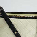 Chanel White and Black Medium Gabrielle Bag in Aged Calfskin Leather with Mixed Hardware