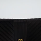 Chanel Black Satin Long-Line Clutch Bag with Brushed Gold Hardware and CC Detail