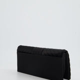 Chanel Black Satin Long-Line Clutch Bag with Brushed Gold Hardware and CC Detail