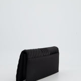 Chanel Black Satin Long-Line Clutch Bag with Brushed Gold Hardware and CC Detail