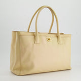 Chanel Vintage Beige Executive Tote Bag in Leather with 24K Gold Hardware