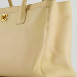 Chanel Vintage Beige Executive Tote Bag in Leather with 24K Gold Hardware