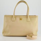 Chanel Vintage Beige Executive Tote Bag in Leather with 24K Gold Hardware