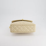 Chanel Vintage Beige Camera Flap Bag in Caviar Leather with Gold Hardware