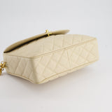 Chanel Vintage Beige Camera Flap Bag in Caviar Leather with Gold Hardware