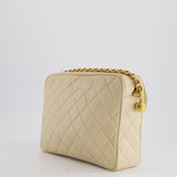 Chanel Vintage Beige Camera Flap Bag in Caviar Leather with Gold Hardware