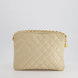 Chanel Vintage Beige Camera Flap Bag in Caviar Leather with Gold Hardware