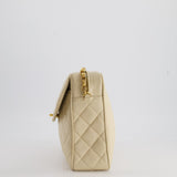 Chanel Vintage Beige Camera Flap Bag in Caviar Leather with Gold Hardware