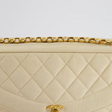 Chanel Vintage Beige Camera Flap Bag in Caviar Leather with Gold Hardware