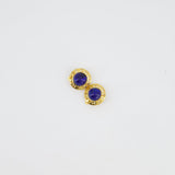 Chanel Vintage Yellow Gold with Blue Pearl Round Clip-On Earrings with CC Logo