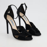 Prada Black Suede Ankle-Strap Sandal Heels Size EU 39