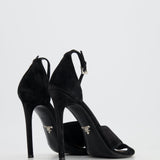 Prada Black Suede Ankle-Strap Sandal Heels Size EU 39